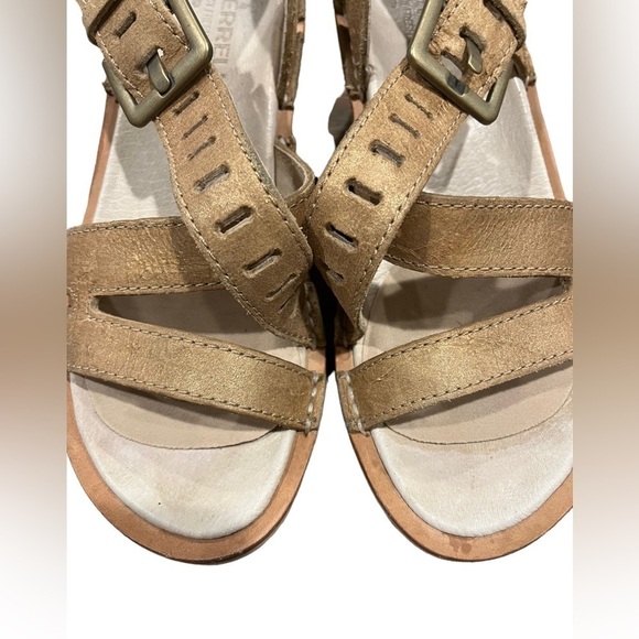 Merrell Prairie Wedge Brown Leather Sandals Select Fresh Size 5 Tan - Picture 2 of 9
